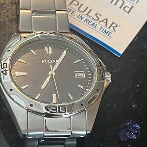 Pulsar Silver Timepiece with Dark Dial